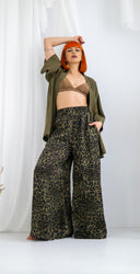 Pantaloni matase naturala, animal print