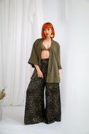 Pantaloni matase naturala, animal print