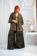 Pantaloni matase naturala, animal print